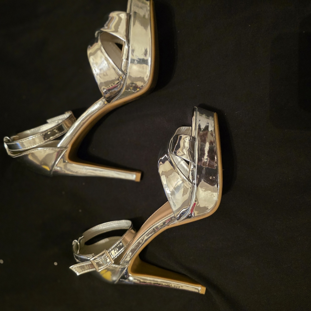 Silver High Heel Sandals